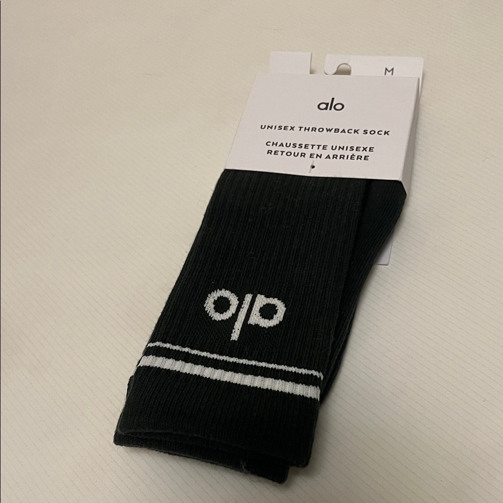 ALO Yoga Unisex Throwback Socks - Charcoal green/Lvory